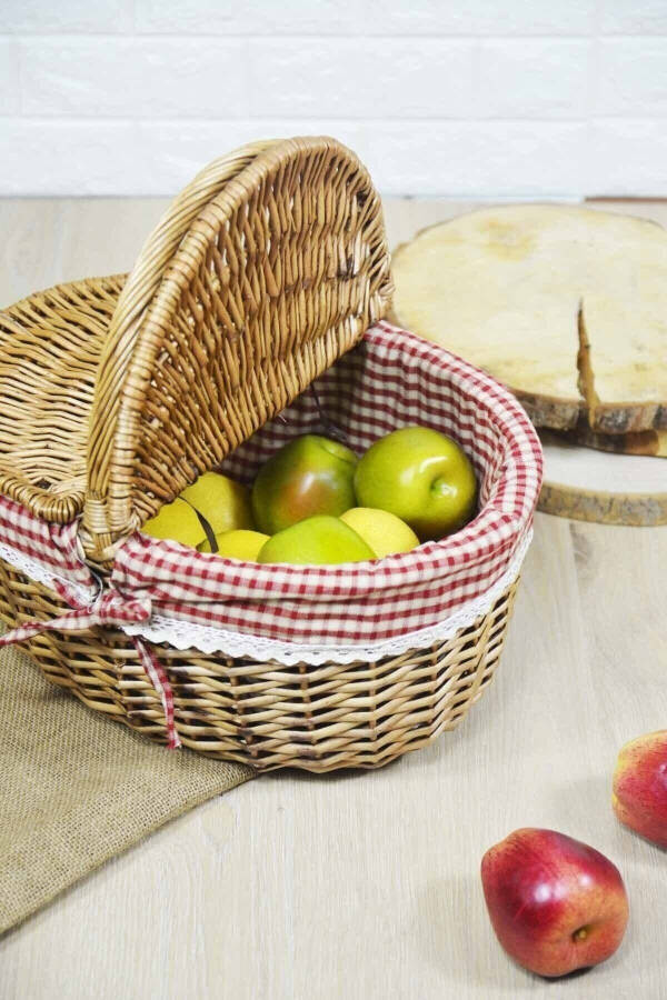 Wicker Picnic Basket with Lid - 2