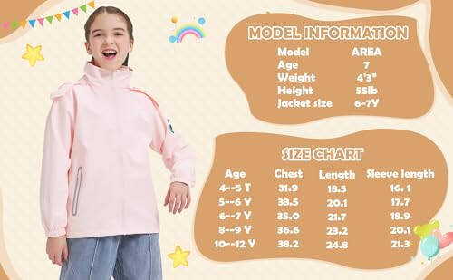 WICKHAM Boys Girls Waterproof Rain Jacket Detachable Hood Lightweight Raincoats for Kids Windbreaker Coat - 5