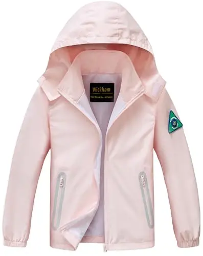 WICKHAM Boys Girls Lightweight Waterproof Rain Jacket with Detachable Hood for School, Hiking and Rainy Days - 1