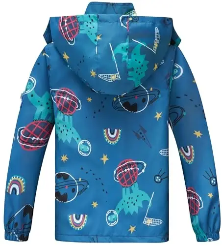 WICKHAM Boys Girls Waterproof Rain Jacket Detachable Hood Lightweight Raincoats for Kids Windbreaker Coat - 2
