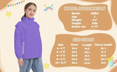 WICKHAM Boys Girls Lightweight Waterproof Rain Jacket with Detachable Hood for School, Hiking and Rainy Days - 5