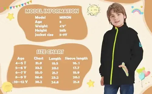 WICKHAM Boys Girls Waterproof Rain Jacket Detachable Hood Lightweight Raincoats for Kids Windbreaker Coat - 5