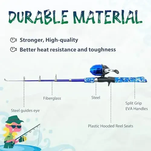 WIDDEN Kids Fishing Pole, Portable Telescopic Kids Fishing Poles for Boys and Girls, Fishing Rod and Reel Combo Kit with Tackle Box, and Fishing Net, Best Fishing Pole for Toddler Youth - 5