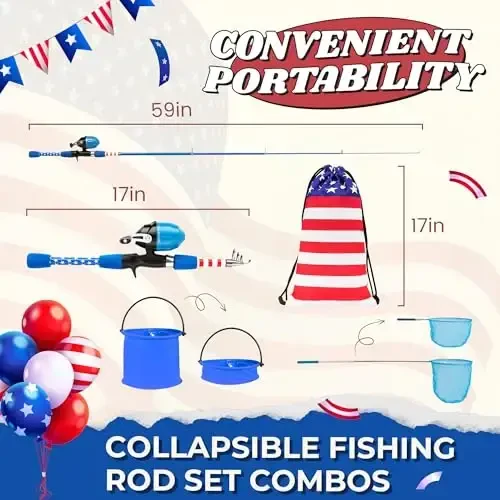 WIDDEN Kids Fishing Pole, Portable Telescopic Kids Fishing Poles for Boys and Girls, Fishing Rod and Reel Combo Kit with Tackle Box, and Fishing Net, Best Fishing Pole for Toddler Youth - WIDDEN (1)