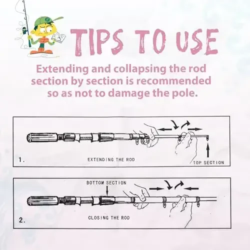 WIDDEN Kids Fishing Pole, Portable Telescopic Kids Fishing Poles for Boys and Girls, Fishing Rod and Reel Combo Kit with Tackle Box, and Fishing Net, Best Fishing Pole for Toddler Youth - 7