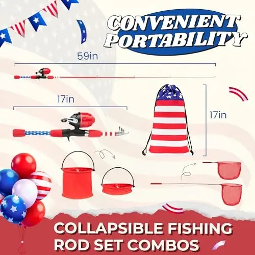 WIDDEN Kids Fishing Pole, Portable Telescopic Kids Fishing Poles for Boys and Girls, Fishing Rod and Reel Combo Kit with Tackle Box, and Fishing Net, Best Fishing Pole for Toddler Youth - 2