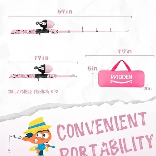 WIDDEN Kids Fishing Pole, Portable Telescopic Kids Fishing Poles for Boys and Girls, Fishing Rod and Reel Combo Kit with Tackle Box, and Fishing Net, Best Fishing Pole for Toddler Youth - WIDDEN (1)