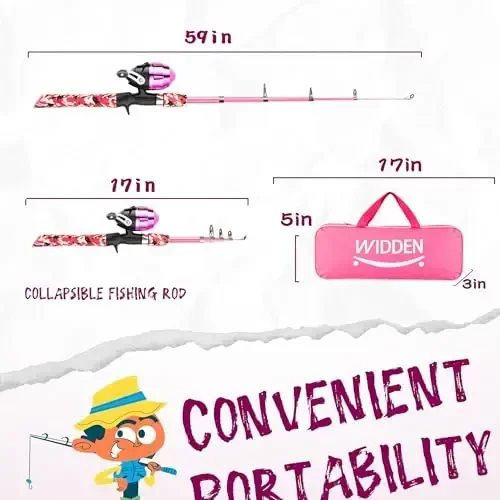 WIDDEN Kids Fishing Pole, Portable Telescopic Kids Fishing Poles for Boys and Girls, Fishing Rod and Reel Combo Kit with Tackle Box, and Fishing Net, Best Fishing Pole for Toddler Youth - 2
