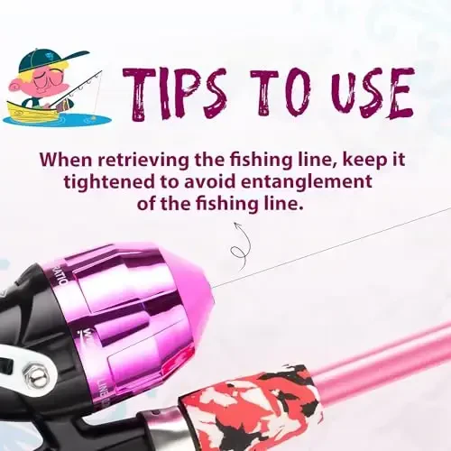 WIDDEN Kids Fishing Pole, O'g'il va qizlar uchun portativ teleskopik bolalar uchun baliq ovlash qarmoqlari, Tackle Box bilan baliq ovlash qarmoq va g'altak kombinatsiyasi va baliq ovlash to'ri, Toddler yoshlari uchun eng yaxshi baliq ovlash qarmoq - 6