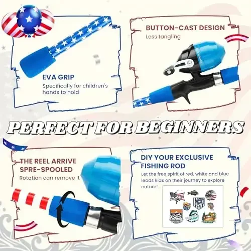 WIDDEN Kids Fishing Pole, O'g'il va qizlar uchun portativ teleskopik bolalar uchun baliq ovlash qarmoqlari, Tackle Box bilan baliq ovlash uchun g'altak kombinati to'plami va baliq ovlash to'ri, Toddler Youth uchun eng yaxshi baliq ovlash qarmoqlari - 3