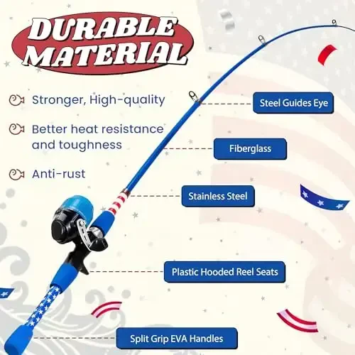 WIDDEN Kids Fishing Pole, O'g'il va qizlar uchun portativ teleskopik bolalar uchun baliq ovlash qarmoqlari, Tackle Box bilan baliq ovlash uchun g'altak kombinati to'plami va baliq ovlash to'ri, Toddler Youth uchun eng yaxshi baliq ovlash qarmoqlari - 4