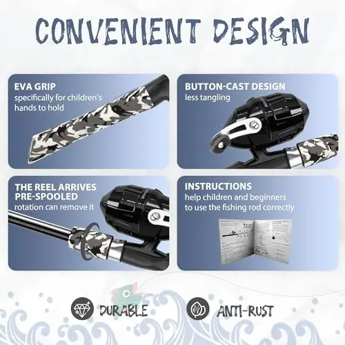 WIDDEN Kids Fishing Pole, O'g'il va qizlar uchun portativ teleskopik bolalar uchun baliq ovlash qarmoqlari, Tackle Box bilan baliq ovlash удочка va g'altak kombinati va baliq ovlash to'ri, yoshlar uchun eng yaxshi baliq ovlash удочка - 4