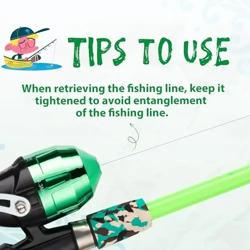 WIDDEN Kids Fishing Pole, O'g'il va qizlar uchun portativ teleskopik bolalar uchun baliq ovlash qarmoqlari, Tackle Box bilan baliq ovlash удочка va g'altak kombinatsiyasi to'plami va baliq tutuvchi to'r, Toddler Youth uchun eng yaxshi baliq ovlash удочка - 6