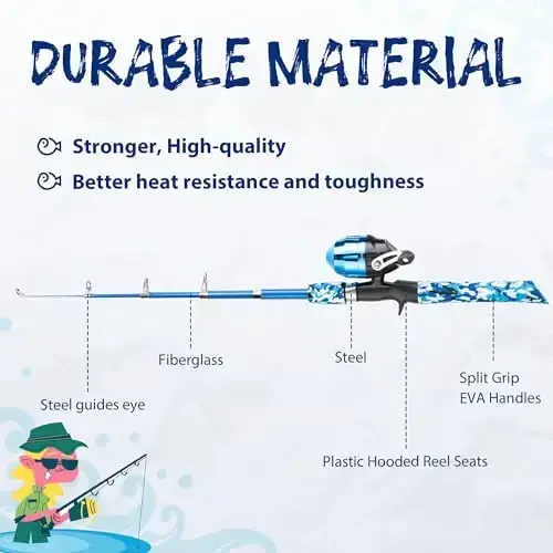 WIDDEN Kids Fishing Pole, O'g'il va qizlar uchun portativ teleskopik bolalar uchun baliq ovlash qarmoqlari, Tackle Box bilan baliq ovlash удочкаси va g'altak kombinati va baliq ovlash to'ri, Toddler Youth uchun eng yaxshi baliq ovlash удочкаси - 5