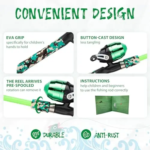 WIDDEN Kids Fishing Pole, O'g'il va qizlar uchun portativ teleskopik bolalar uchun qarmoqlar, Tackle Box bilan baliq ovlash qarmoq va g'altak kombinatsiyasi to'plami va baliq ovlash to'ri, Yosh bolalar uchun eng yaxshi baliq ovlash qarmoqlari - 4