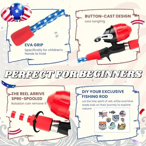 WIDDEN Kids Fishing Pole, Portable Telescopic Kids Fishing Poles for Boys and Girls, Fishing Rod and Reel Combo Kit with Tackle Box, and Fishing Net, Best Fishing Pole for Toddler Youth - 3