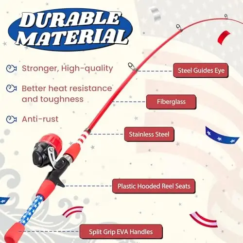 WIDDEN Kids Fishing Pole, Portable Telescopic Kids Fishing Poles for Boys and Girls, Fishing Rod and Reel Combo Kit with Tackle Box, and Fishing Net, Best Fishing Pole for Toddler Youth - 4