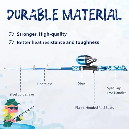 WIDDEN Kids Fishing Pole, Portable Telescopic Kids Fishing Poles for Boys and Girls, Fishing Rod and Reel Combo Kit with Tackle Box, and Fishing Net, Best Fishing Pole for Toddler Youth - 5