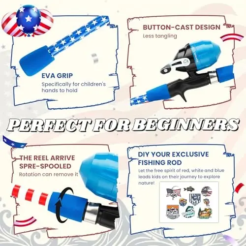 WIDDEN Kids Fishing Pole, Portable Telescopic Kids Fishing Poles for Boys and Girls, Fishing Rod and Reel Combo Kit with Tackle Box, and Fishing Net, Best Fishing Pole for Toddler Youth - 3