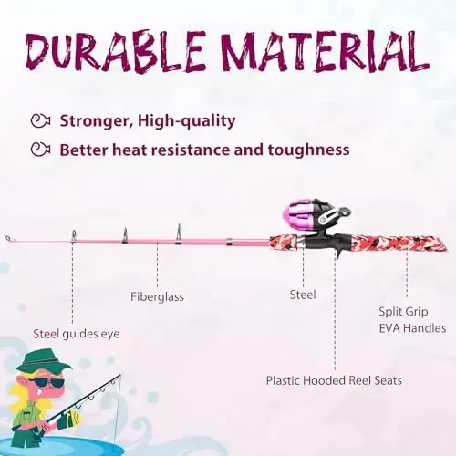 WIDDEN Kids Fishing Pole, Portable Telescopic Kids Fishing Poles for Boys and Girls, Fishing Rod and Reel Combo Kit with Tackle Box, and Fishing Net, Best Fishing Pole for Toddler Youth - 5