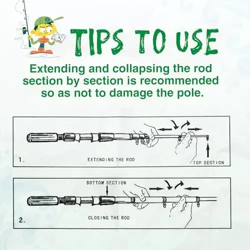 WIDDEN Kids Fishing Pole, Portable Telescopic Kids Fishing Poles for Boys and Girls, Fishing Rod and Reel Combo Kit with Tackle Box, and Fishing Net, Best Fishing Pole for Toddler Youth - 7