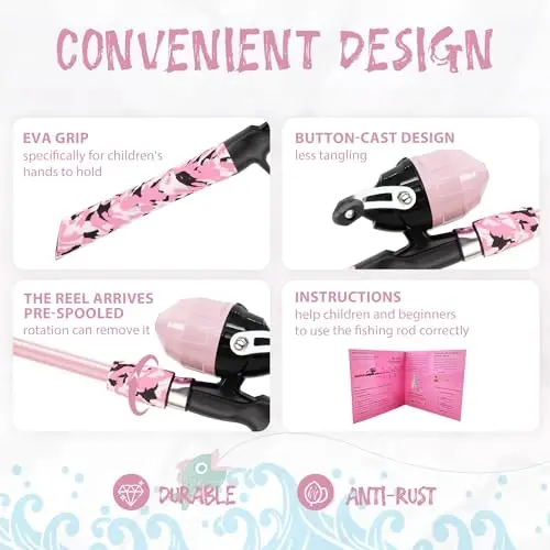 WIDDEN Kids Fishing Pole, Portable Telescopic Kids Fishing Poles for Boys and Girls, Fishing Rod and Reel Combo Kit with Tackle Box, and Fishing Net, Best Fishing Pole for Toddler Youth - 4