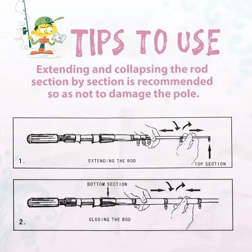 WIDDEN Kids Fishing Pole, Portable Telescopic Kids Fishing Poles for Boys and Girls, Fishing Rod and Reel Combo Kit with Tackle Box, and Fishing Net, Best Fishing Pole for Toddler Youth - 6