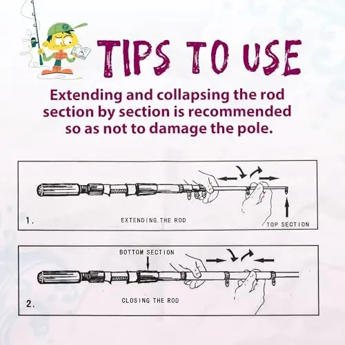WIDDEN Kids Fishing Pole, Portable Telescopic Kids Fishing Poles for Boys and Girls, Fishing Rod and Reel Combo Kit with Tackle Box, and Fishing Net, Best Fishing Pole for Toddler Youth - 6