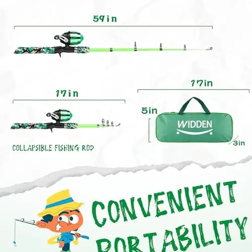 WIDDEN Kids Fishing Pole, Portable Telescopic Kids Fishing Poles for Boys and Girls, Fishing Rod and Reel Combo Kit with Tackle Box, and Fishing Net, Best Fishing Pole for Toddler Youth - WIDDEN (1)
