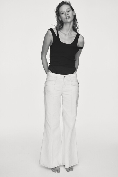 Wide gabardine trousers - 1