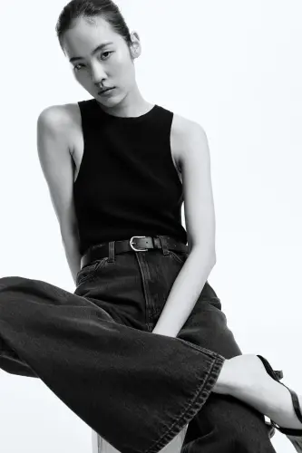 Wide High Jeans-Soluk siyah - H&M (1)