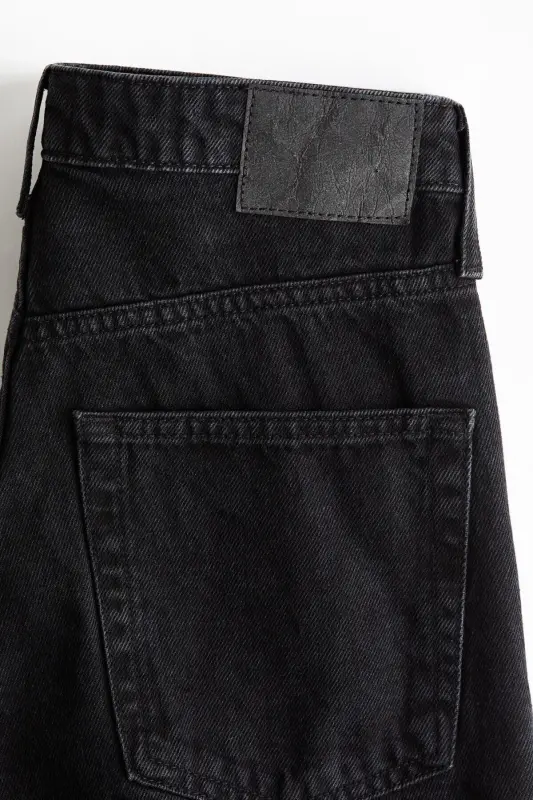 Wide High Waist Jeans - Kot siyahı - 6