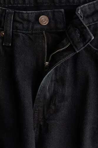 Wide High Waist Jeans - Kot siyahı - 7