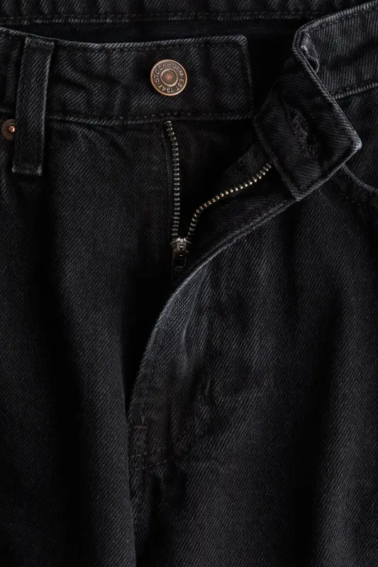 Wide High Waist Jeans - Kot siyahı - 7