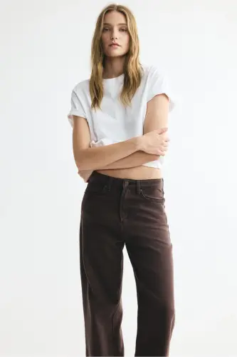 Wide High Waist Jeans - Koyu kahverengi - H&M (1)