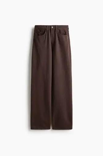 Wide High Waist Jeans - Koyu kahverengi - 3