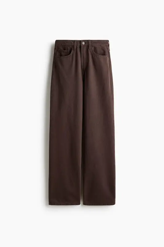 Wide High Waist Jeans - Koyu kahverengi - 3