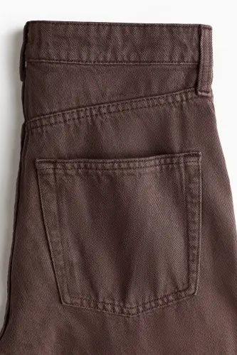 Wide High Waist Jeans - Koyu kahverengi - 5