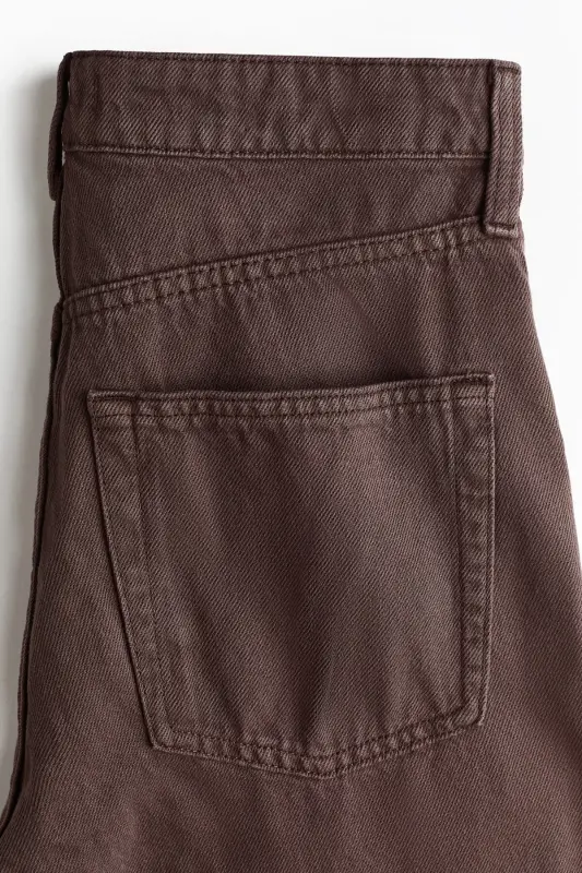Wide High Waist Jeans - Koyu kahverengi - 5