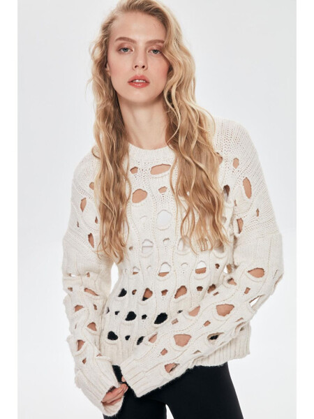 Wide Knit Jumper Cream-Ecru - 2