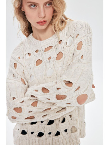 Wide Knit Jumper Cream-Ecru - 3