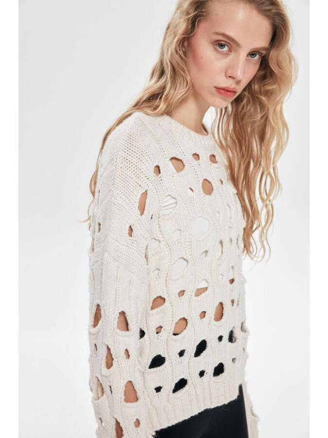 Wide Knit Jumper Cream-Ecru - 4