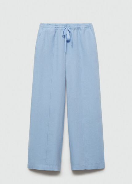 Wide leg, 100% linen pants - Sky Blue - 1