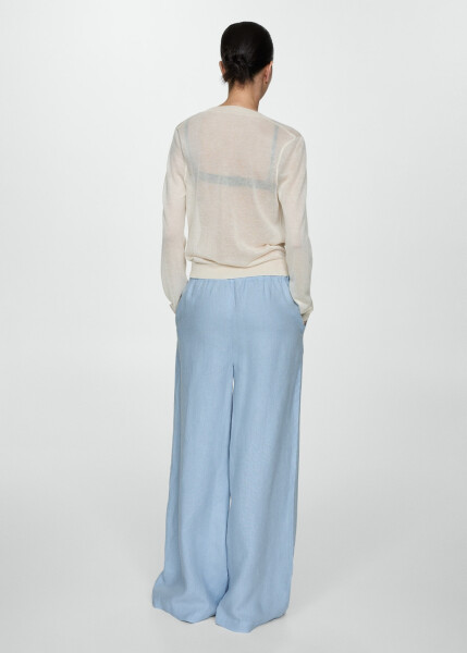 Wide leg, 100% linen pants - Sky Blue - 4