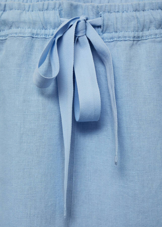 Wide leg, 100% linen pants - Sky Blue - 5