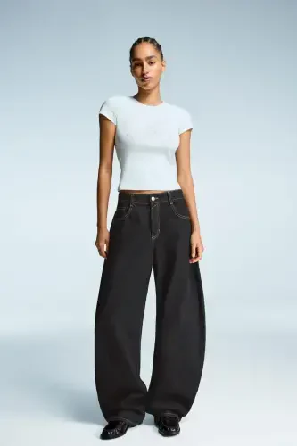 Wide leg barrel jean - Black - 5