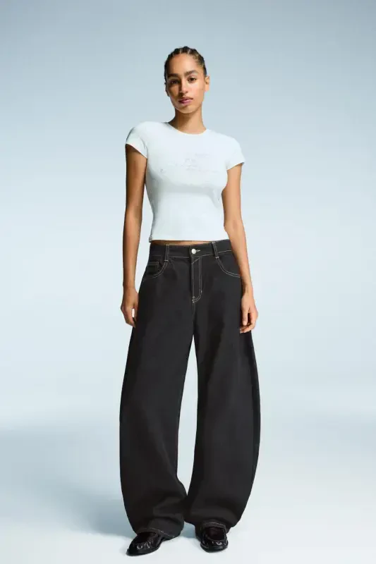 Wide leg barrel jean - Black - 5
