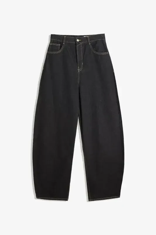 Wide leg barrel jean - Black - 6
