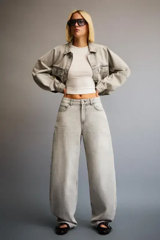 Wide leg barrel jeans - 6