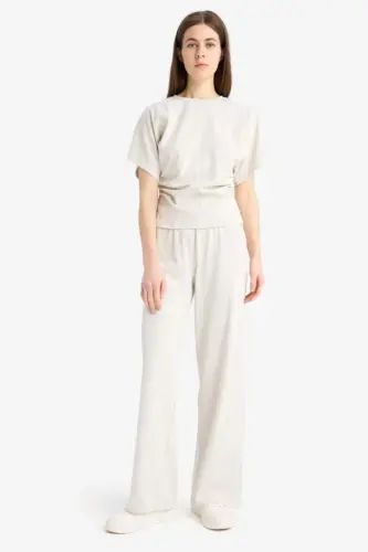 Wide Leg Basic Straight Wide Leg Premium Pants-Stone - 2